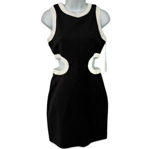STAUD Black White Sleeveless Dolce Color Block Cutout Mini Dress Size S NEW Tags